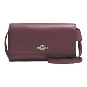 Coach leather crossbody phone wallet, small size, Oxblood
